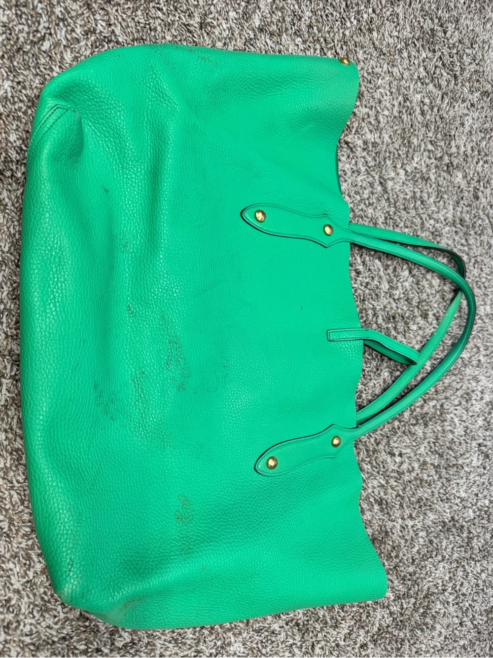 Annabel Ingall Green Leather Large Tote Bag Gold Hardware